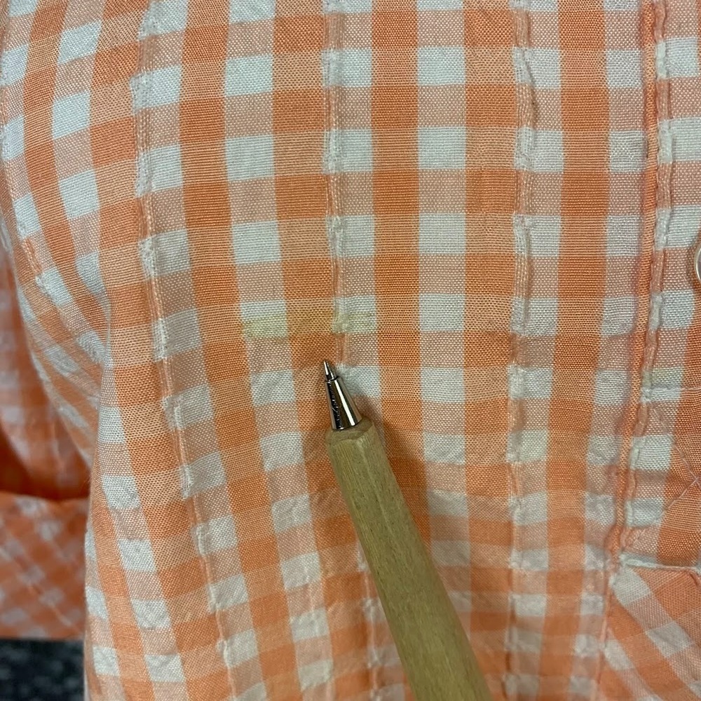 Vintage Alia Plaid Peach Button Up Collared Shirt Women's 10 - Picture 3 of 8